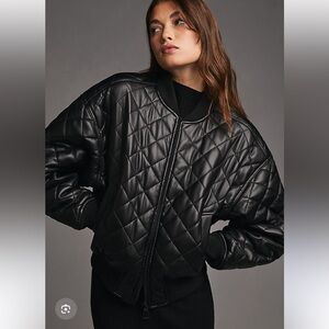 Good American Better Than Leather Quilted Bomber Jacket